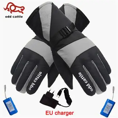 Gray EU plug Зима 7,4 v грелка для рук Электрические теплые перчатки перезаряжаемые перчатки с подогревом на батарейках мотоциклетные велосипедные лыжные перчатки унисекс - Цвет: Gray EU plug