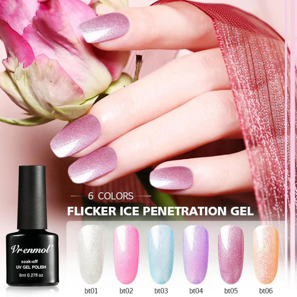 1Pc Glitter Gel Polish Soak Off UV LED Nail Art Varnish Shining Long Lasting Base Suitable to apply on UV gel nails, acrylic