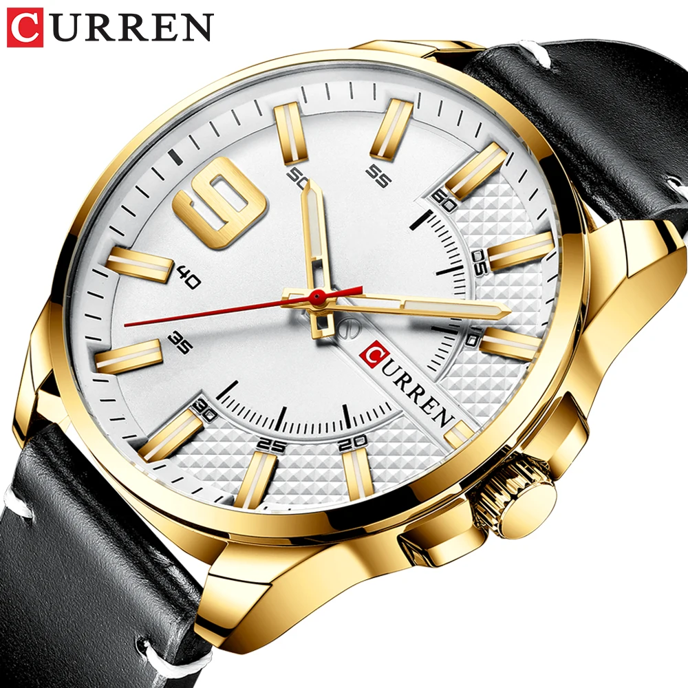 

Hot Fashion Curren 8371 Luxury Business Watch Men Watches Men's Quartz Leather Wristwatch Waterproof Luminous Hands Clock Male