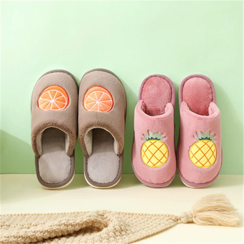 

New Winter Women's Cozy Fur Memory Foam Slippers House Shoes Indoor Outdoor Bedroom Warm Soft Mute Flat Avocado Fruit Lovely
