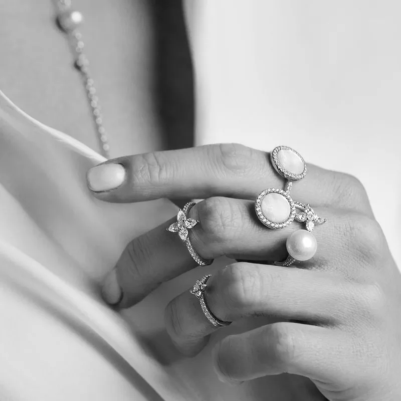 Модная подвеска Стерлинговое Серебро копия 1:1 серебряное кольцо с перламутром в