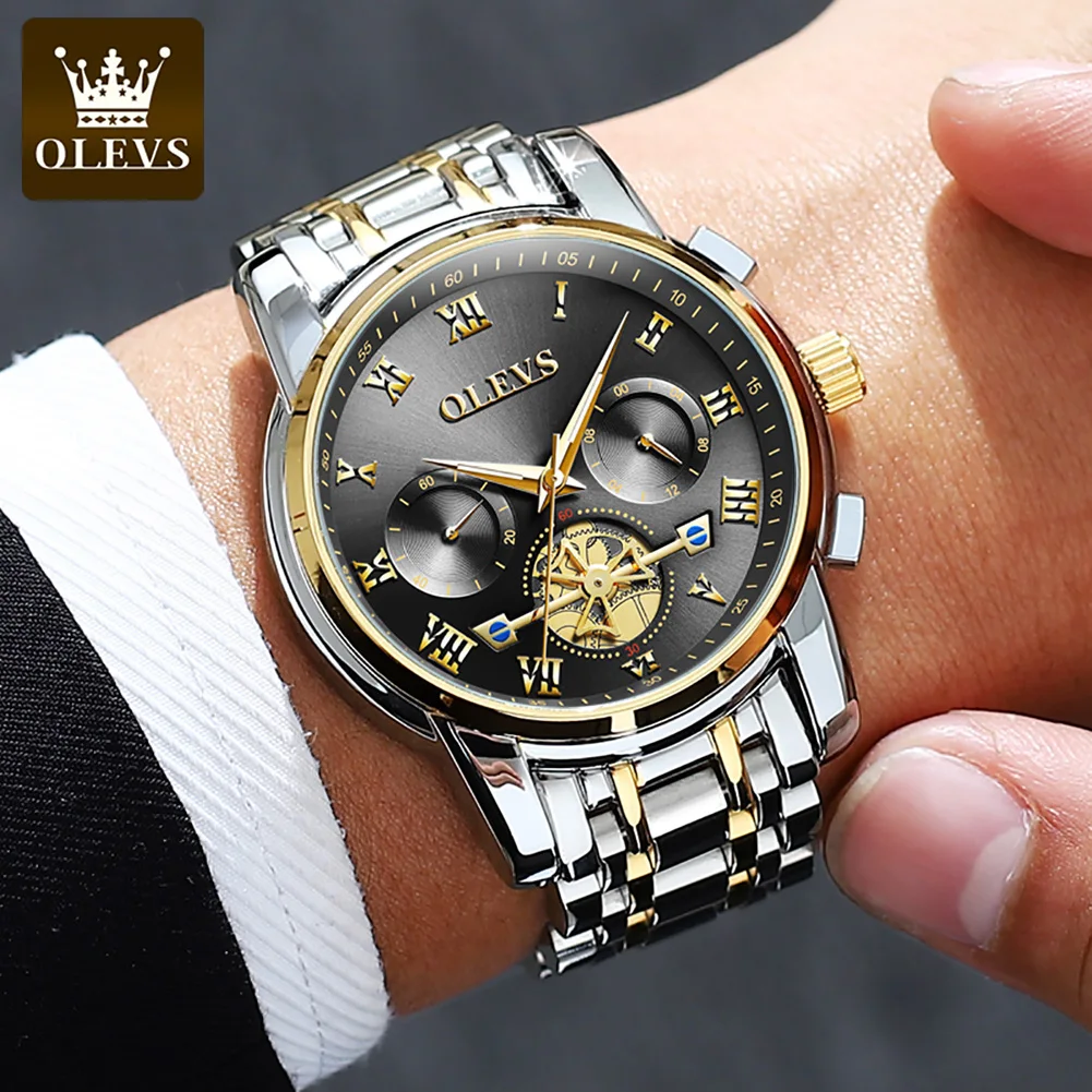 olevs tourbillon style chronograph men watches 2021 luxury brand sport watch for men popular hot fashion quartz wristwatches free global shipping