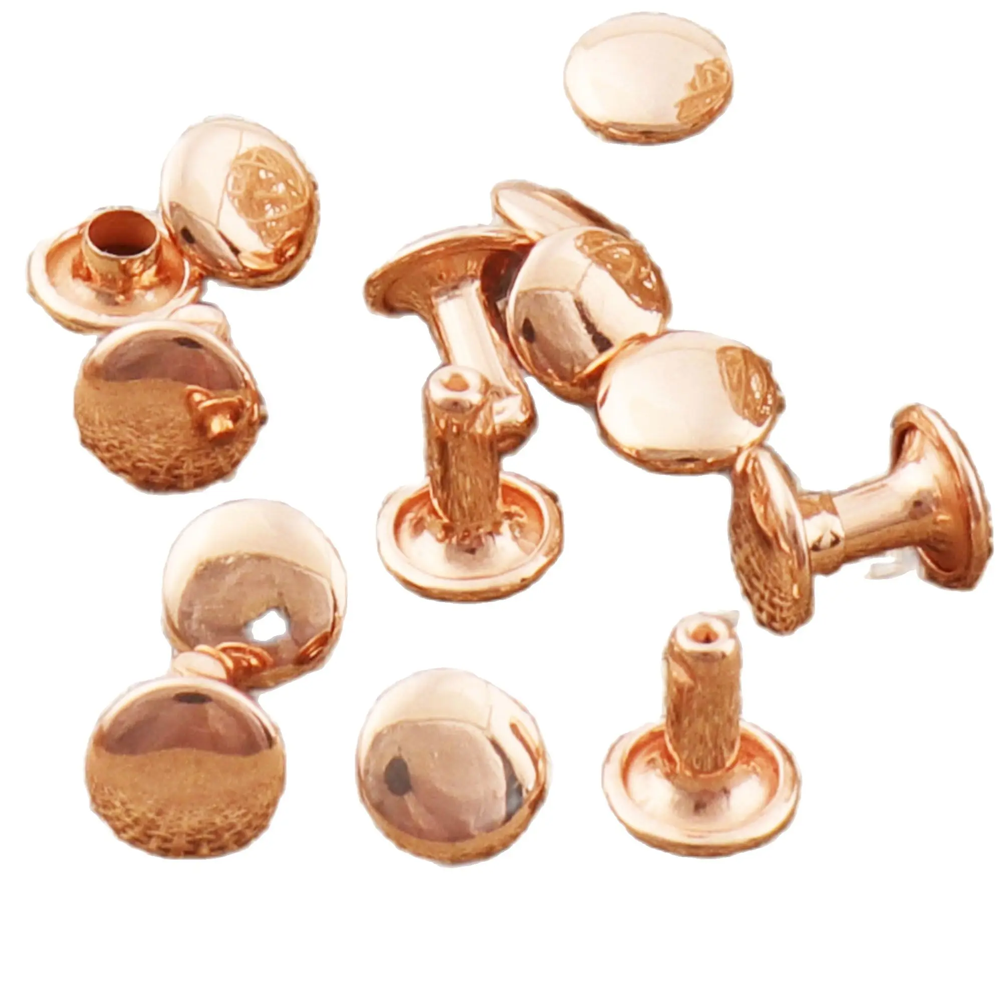 100 наборов розовое золото КУПОЛ двойной колпачок круглые заклепки кожа купольные