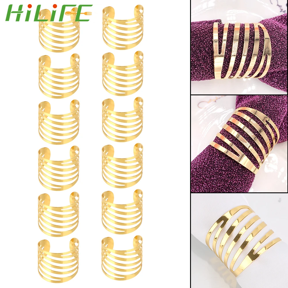 

HILIFE Family Gatherings Wedding Napkin Rings 12pcs Table Decoration Hollow Out Napkin Buckle Holder Back Pattern