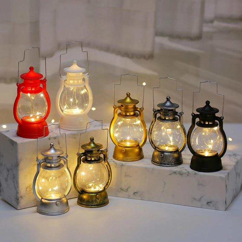 

Рождественская маленькая масляная лампа в стиле ретро, Электронная свеча, светодиодный фонарь пони, креативное украшение, подарок на день р...