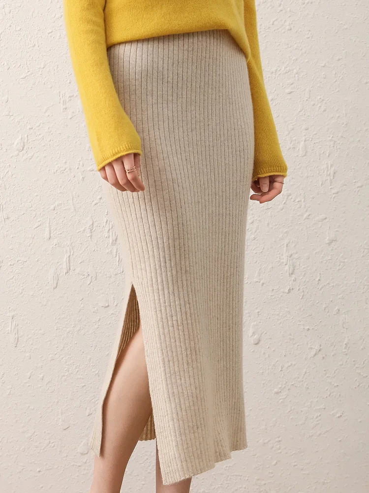 Осенне-зимняя Новая модная женская юбка из 100% чистого кашемира | Женская одежда