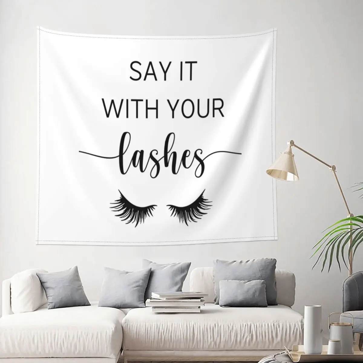 

Tapestry Say It With Your Lashes Eyelash Extensions Artist Decor Wall Room Home Decoration Hanging Bedroom Kawaii Aesthetic