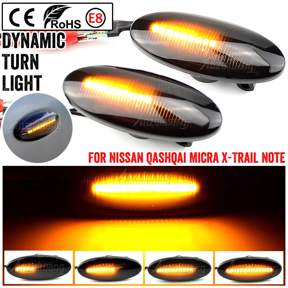 

Dynamic Auto LED Side Marker Turn Signal Light Clear For Nissan Qashqai J10 X-trail T31 Cube Juke Leaf Micra Micra K13 Note E11