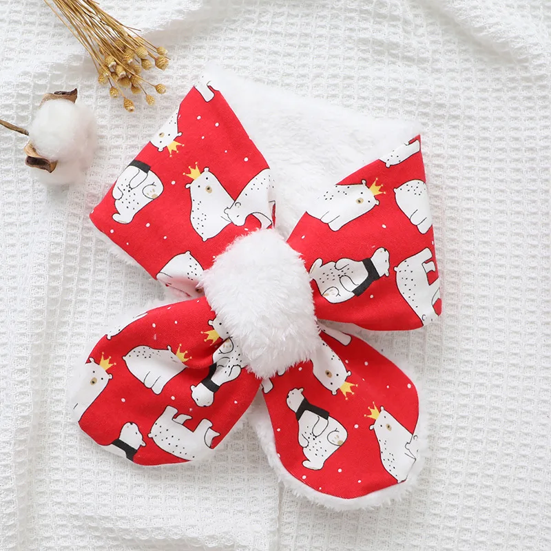 New Autumn Winter Baby Scarf Cotton Plus Velvet Children Scarves Korean Cartoon Cute Girls Boys Toddler Warm O-ring Neckerchief | Детская