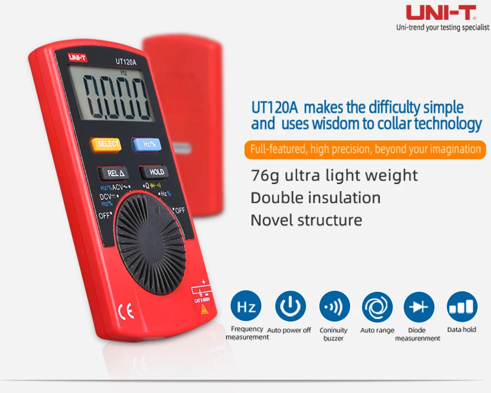Цифровой мультиметр UT120A/UT120B/UT120C карманный размер автоматическое отключение Авто диапазон 4000 дисплей для DIYers и инженеров