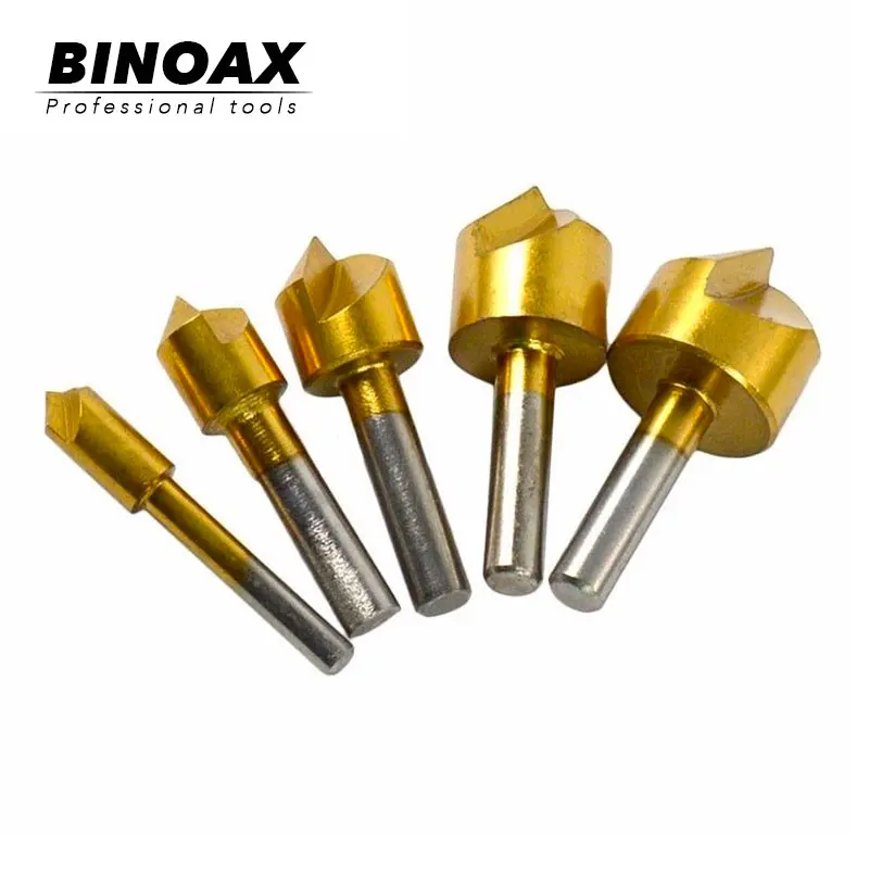 Binoax 5 шт. 6мм-19 микрометр деревообрабатывающий Зенковка сверло 90 градусов Одна Флейта край фаска бурение древесины