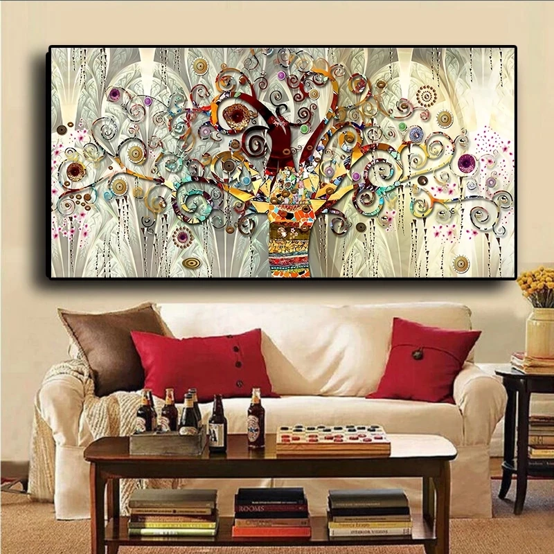 

Gustav Klimt Landscape Tree of life Painting on Canvas Posters and Prints Scandinavian Wall Art Picture for Living Room Cuadros