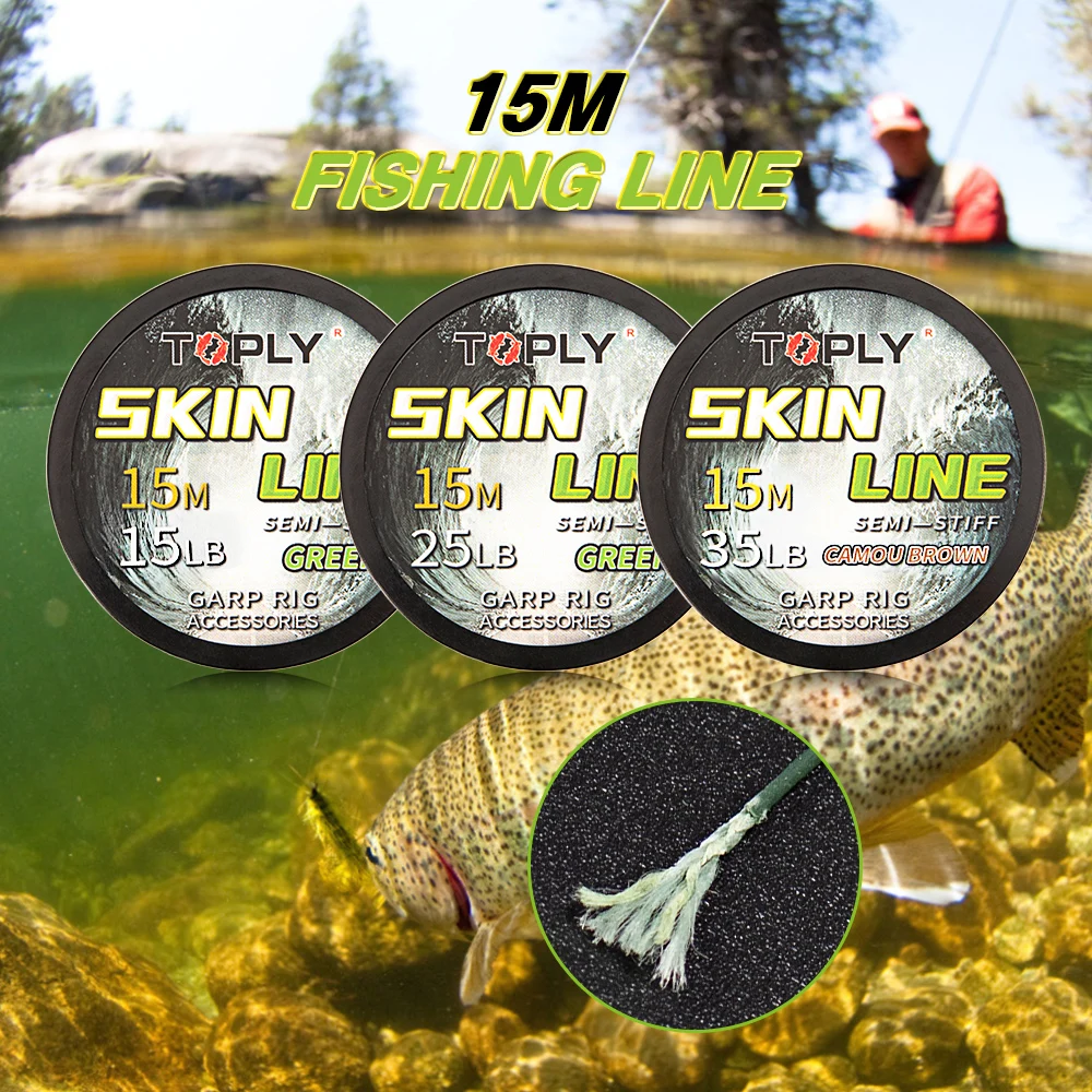 15 м рыболовная леска с покрытием плетеная для ловли карпа фунтов 25 35 рыболовные