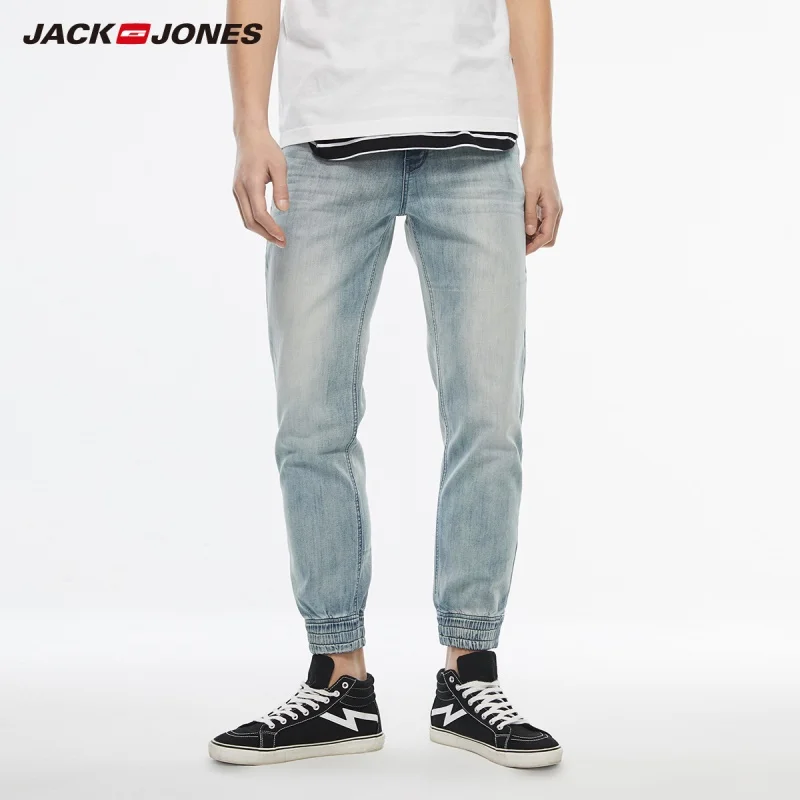 JackJones Men's Slim Fit Sports Streetwear Jeans Distressed Ankle-tied Grey Male Denim Menswear| 219332578 | Мужская одежда
