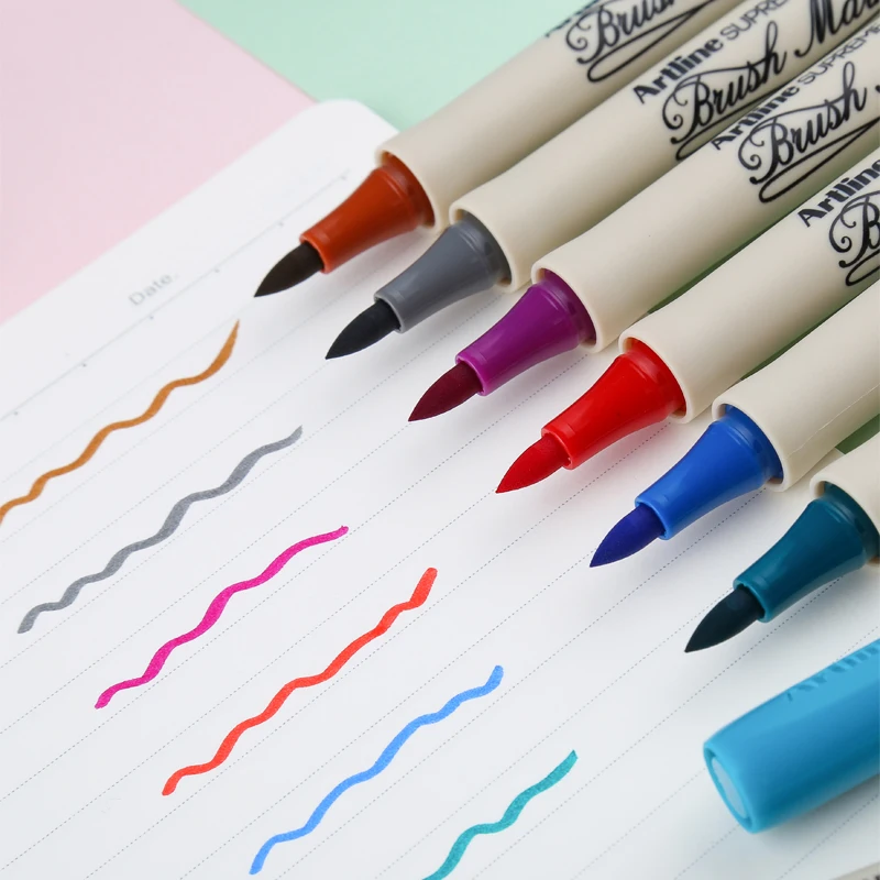 JAPAN Artline Colored Painting Brush Pen Cute Art Marker Journal Drawing Student School Supplies Stationery 20 Colors Optional