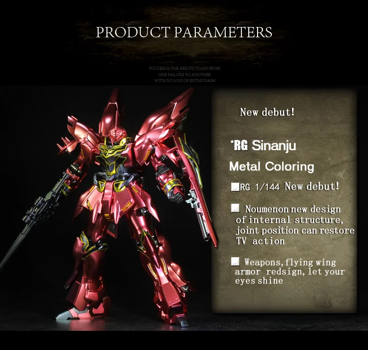 

BANDAI RG 1/144 MSN-06S Sinanju GUNDAM Metal Coloring Action Toy Figures Up To Assembly Model Boys'Favorite Gift