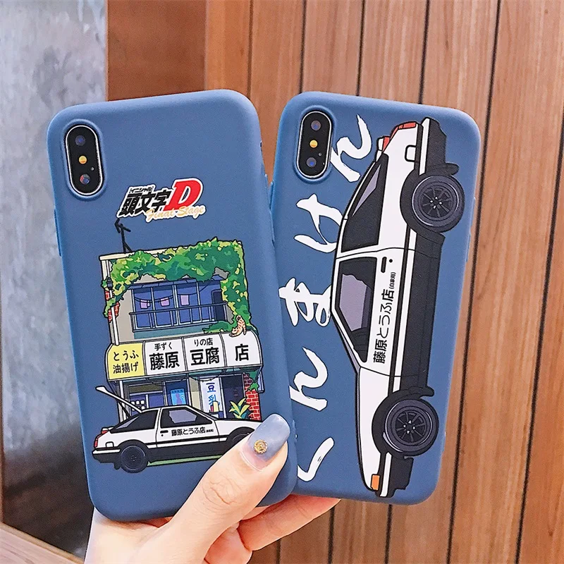 japan anime fujiwara takumi trend initial d racing car case for iphone 11 12 xr xs max 7 8 plus luxury blue soft tpu phone cover free global shipping