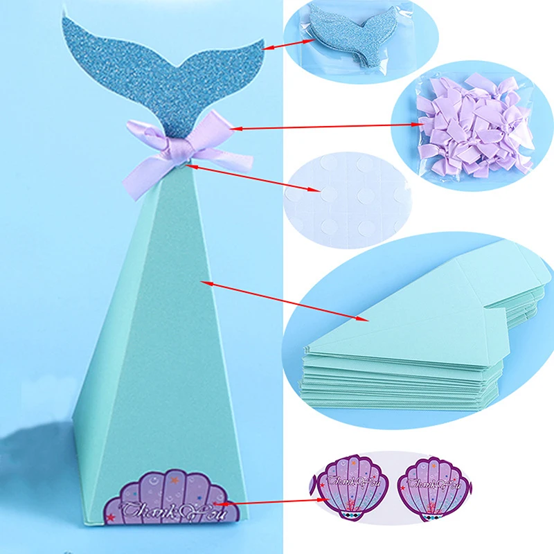

20Pcs Happy Mermaid DIY Paper Hollow Candy Gift Boxes Party Decor