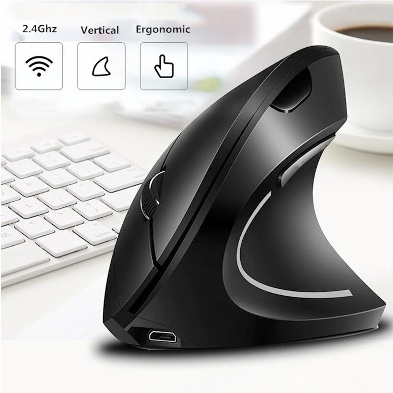 CHYI Вертикальная мышь USB эргономичная Беспроводная игровая с светодиодный