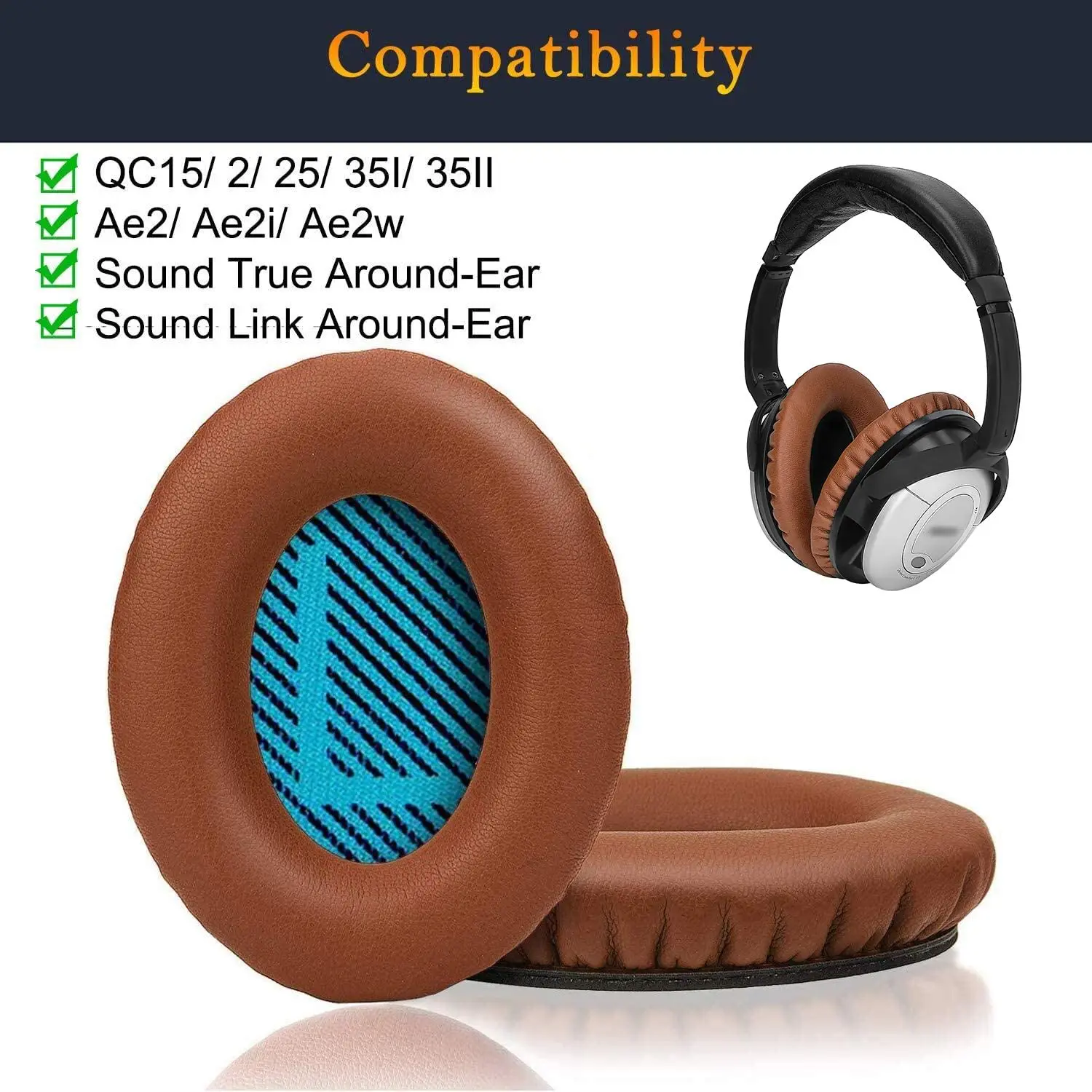 

Ear Pads Cushions Replacement - Earpads Compatible with Bose QuietComfort 15 QC15 QC25 QC2 QC35/ Ae2 Ae2i Ae2w SoundTrue & Sound