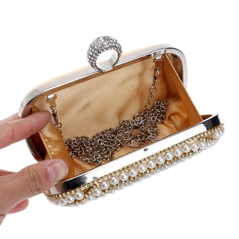 Вечерние дамские сумочки с кристаллами и бусинами кошелек кольцами на палец со
