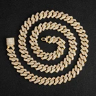 Цепочка Из кубинской цепи Майами мужская, ожерелье с застежкой в стиле хип-хоп, цепочка со сверкающими звеньями, 15 мм