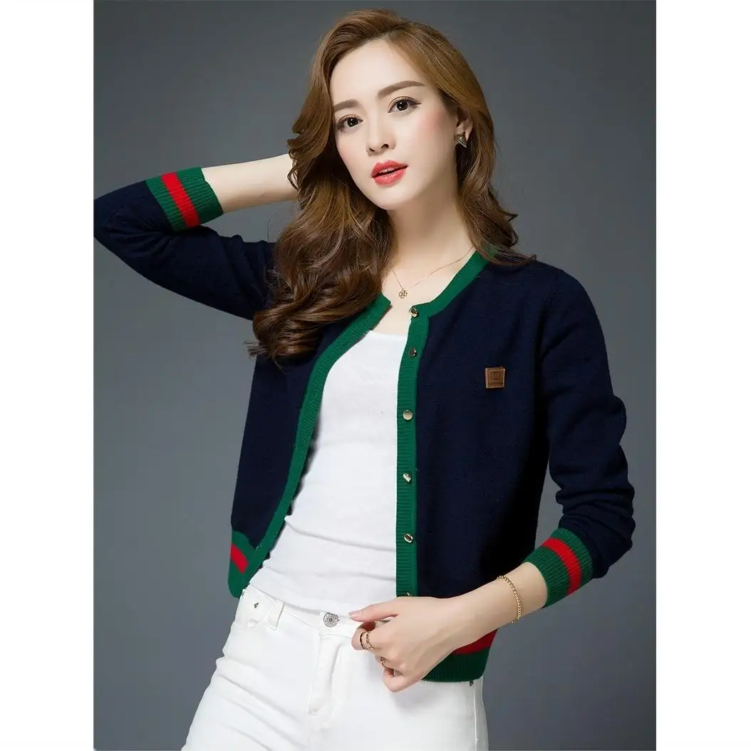 

Knitted cardigan short long sleeve sweater coat women's large size loose 2021 spring new women's cardigan