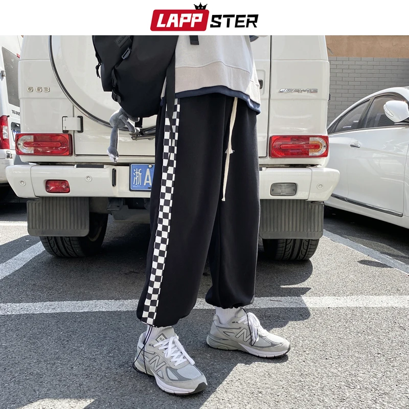

Брюки-султанки LAPPSTER мужские в клетку, мешковатые Джоггеры в стиле пэчворк, широкие штаны, большие размеры 5XL, 2022