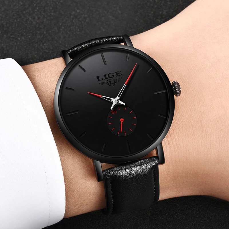 LIGE новинка мужские часы простые модные ультра тонкие кварцевые повседневные