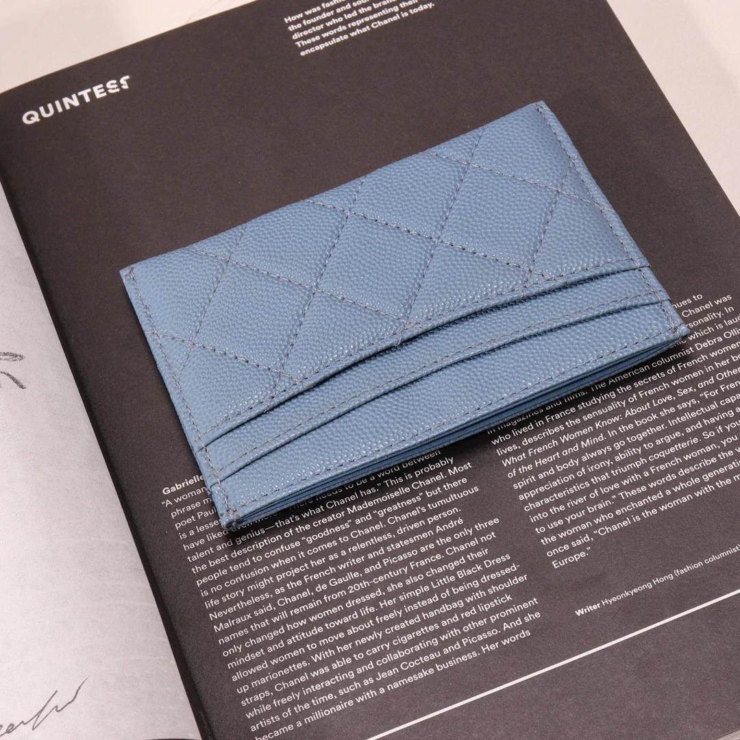 

Luxury Top Quality Genuine Leather With LOGO ID Credit Card Wallet Coin Purse Cowhide Caviar Card Holder AAAA