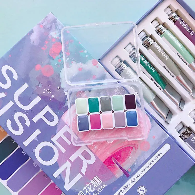 

Super Vision Handmade 1ml High Grade Grey Watercolor Mini Sample Artist Water Color Paint for Painting Drawing Art Supplies