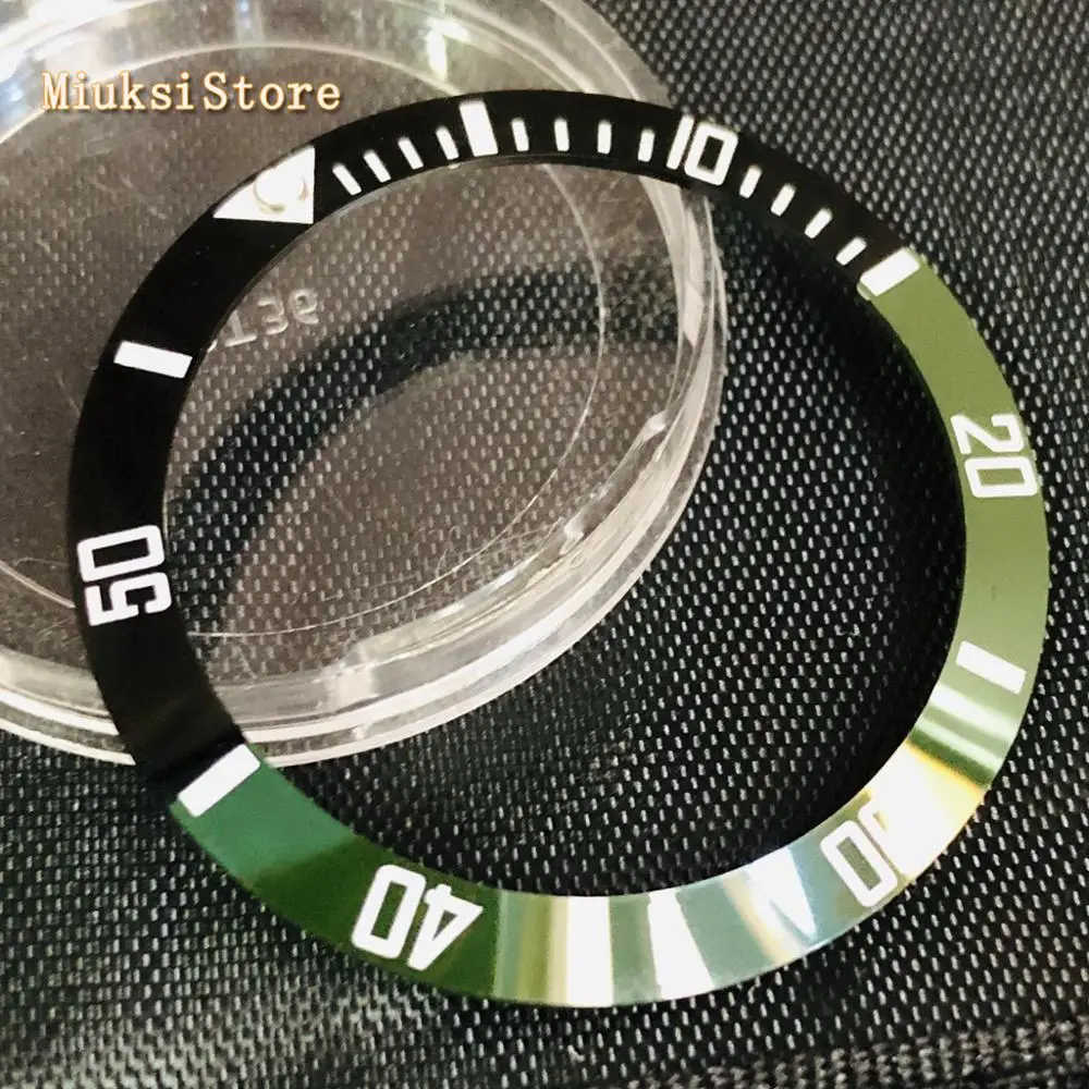 Аксессуары для часов 38 мм черный зеленый керамический Безель подходит мужских