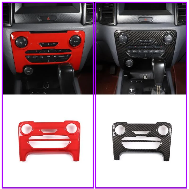 

For Ford Ranger Wildtrack T6 T7 2015-2021 ABS Carbon Central Control Air Condition Button Panel Frame Decorative Car Accessories