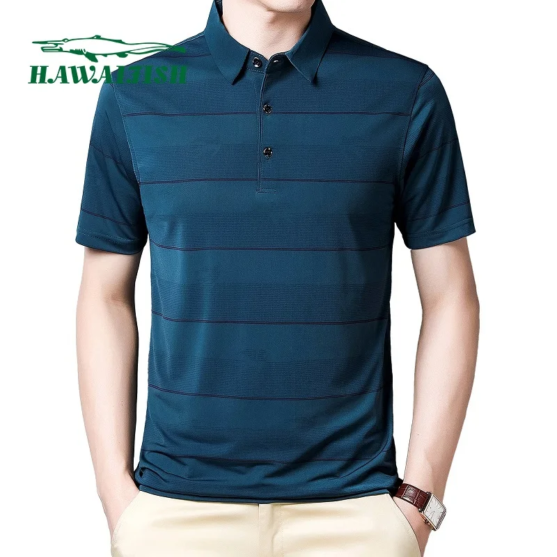 

Men's polo shirt 2021 new trend summer ice silk polo shirt middle-aged lapel t-shirt short sleeve business casual polo shirt