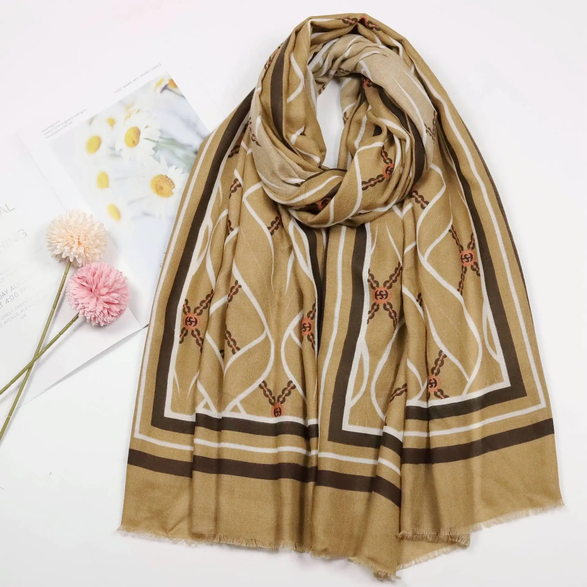 

Brand new design brand cotton and linen scarf gradient fashion cloud starry sky all-match warmth sunscreen shawl head scarf 0152