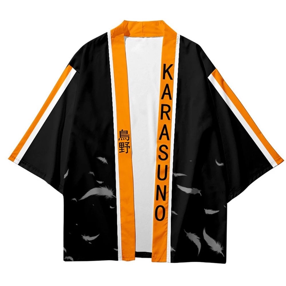 Anime Haikyuu!! Inarizaki Nekoma High School Hinata Shoyo Cosplay Costume Coat Uniform Cloak Tops Kimono Haori Shirt Unisex |