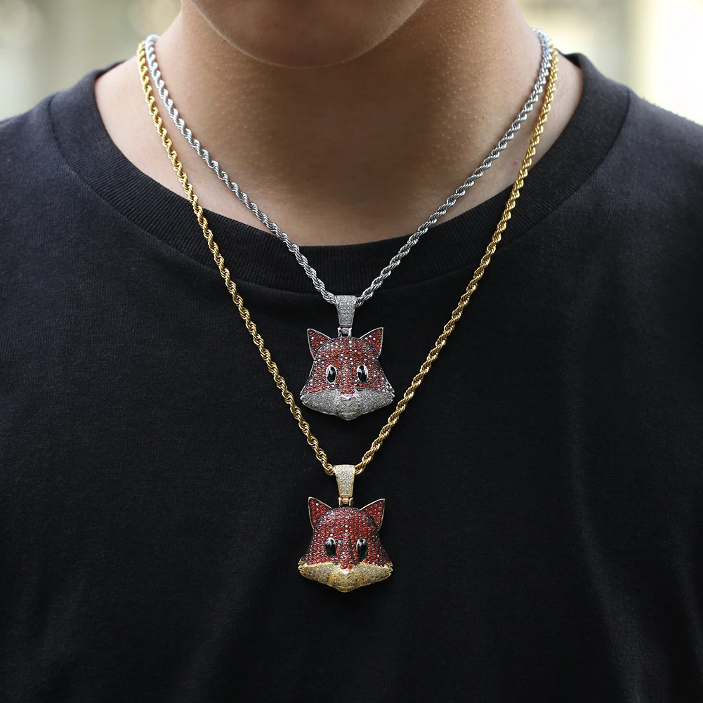 UWIN лиса Полный CZ кулон милый Bling медный материал ожерелье цепь Модные ювелирные изделия Хип-хоп
