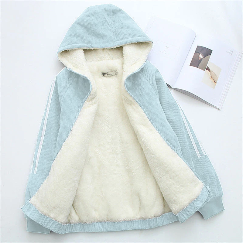 

Новинка 2020 осенне-зимняя женская Вельветовая джинсовая куртка, женская теплая верхняя одежда с капюшоном, модные топы в Корейском стиле