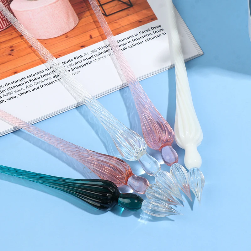 Перьевая ручка из прозрачного стекла без углеродных чернил инструменты для