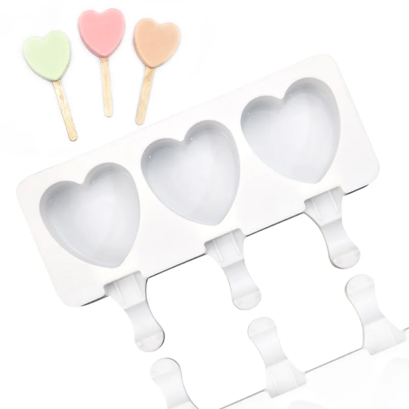 

NEW Ice Cream Mold Heart Shape Silicone Popsicle Form Maker Ice Lolly Moulds Ice Cube Tray for Party Bar Decoration fondant mold