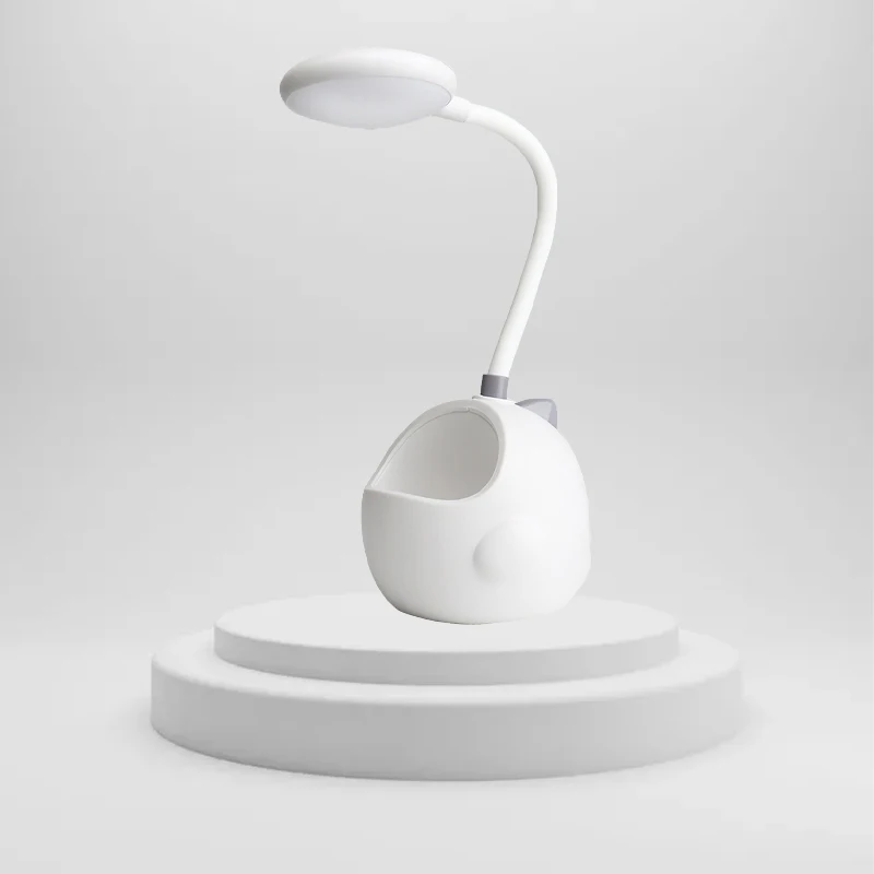 

Cute Table Lamp With Pen Holder USB Rechargeable Flexible Desk Lamp Dormitory Eye Protection Reading Light Bedside Night Lamp