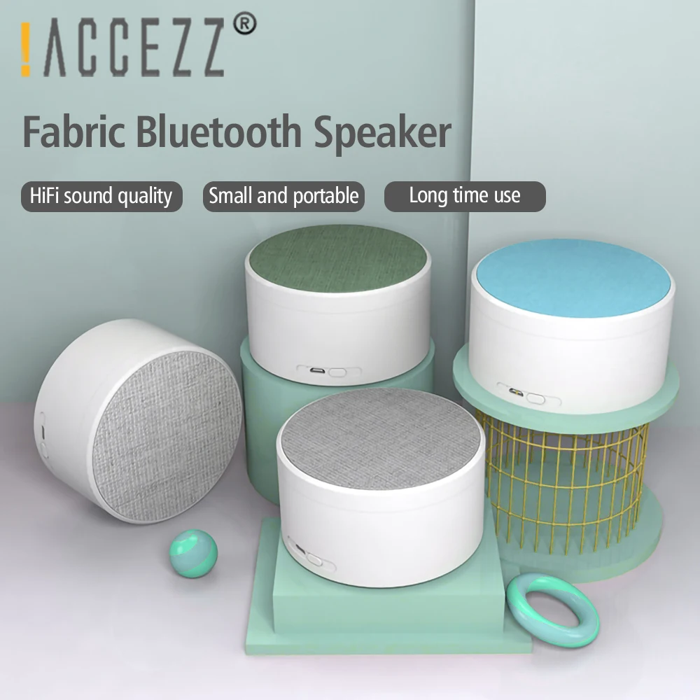 

!ACCEZZ Portable Bluetooth Speaker HiFi Stereo Music Bass Surround Fabric Wireless Outdoor Home Loundspeaker Column Mini Speaker