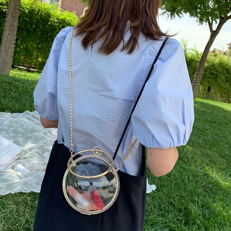 

Mini Round Ball Shape Purse Transparent Evening Clutches Cute Clear Acrylic Box Shoulder Bags Handbag for Women