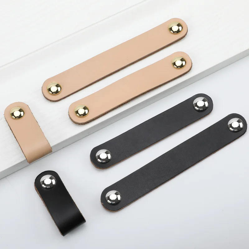 

Nordic style cowhide furniture handle wardrobe drawer door handle closet cupboard kitchen storage cabinet handle hardware