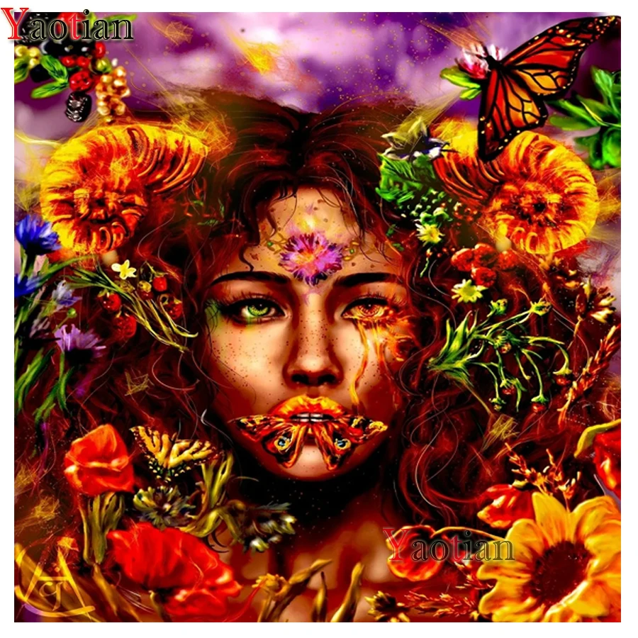 

Fantasy Beauty Flower Diamond Painting Cross Stitch Embroidery 5D Diy Mosaic Kit Hand-Inlaid Craft Gift Design Home Decoration