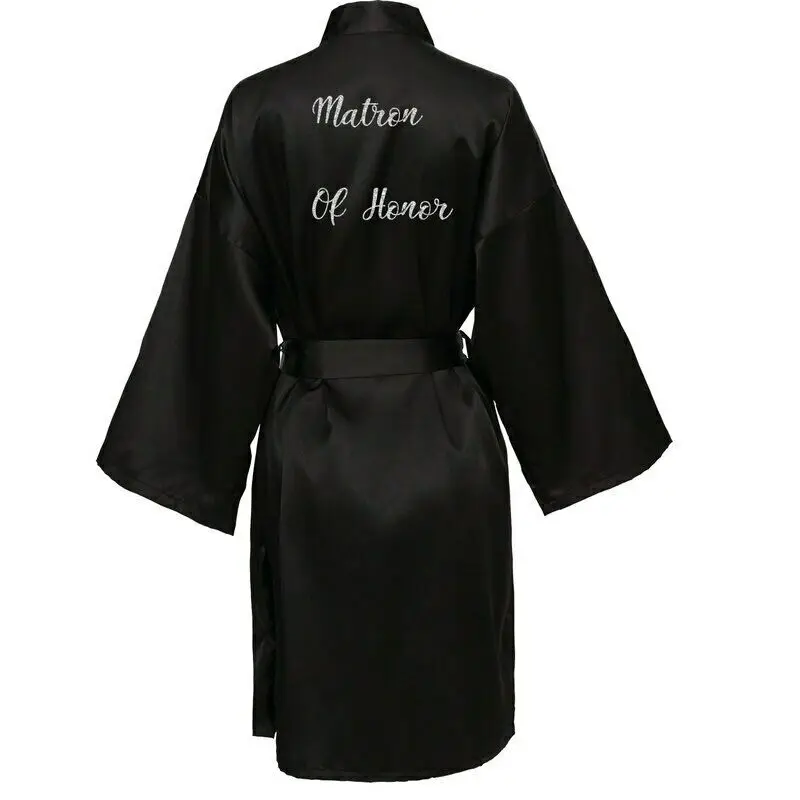 Satin Silk Robe Bride Robe Women Wedding Robe Bride Bridesmaid Robes Dressing Bridal Robes Bathrobe Black