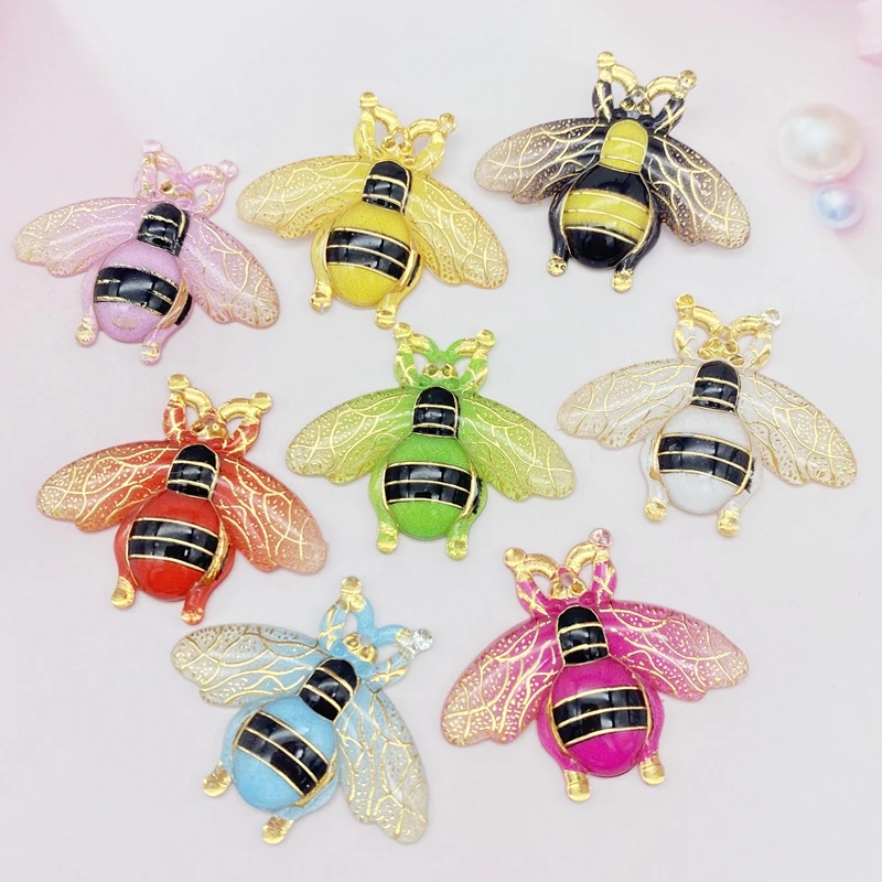 

New 10pcs Acrylic Bee Flat Back Sculpture Handicraft With A Scrapbook DIY There Is A Hole SA53