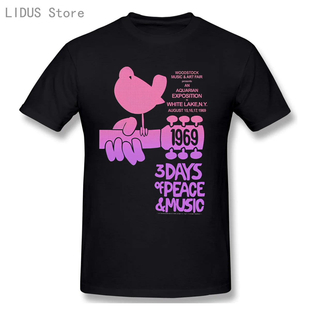 

LIDUS Woodstock - Pink Aquarian Shirt Short Sleeved TShirt Fashion Cotton T-shirt Tee Shirts Tops