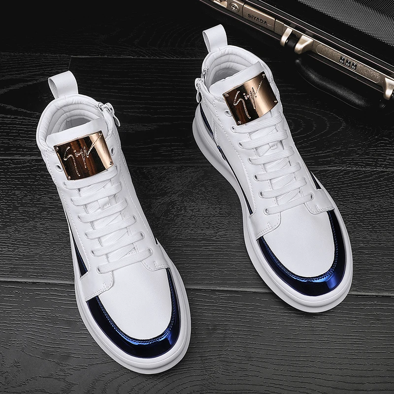 

Dress Shoes Platform Shoes Men Stylish High Ankle New Leather Casual Fashion Man Mens Boots Winter Thick Sole Sneakers