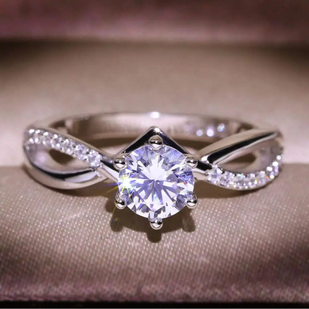 

New Simple Fashion Inlaid Gemstone Ring Noble and Elegant Ladies Casual Wedding Party Geometric Ring Jewelry